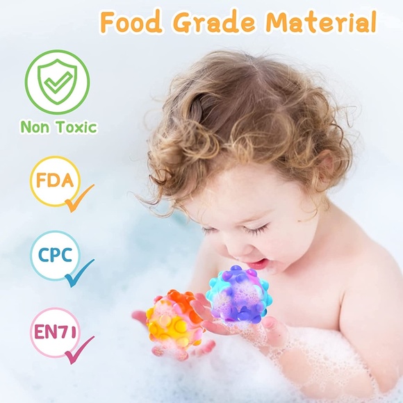 Pop Ball It Fidget Toys 4 PCS, 3D Squeeze Pop Ball Its Fidget Toy Bath Toys - Picture 3 of 7